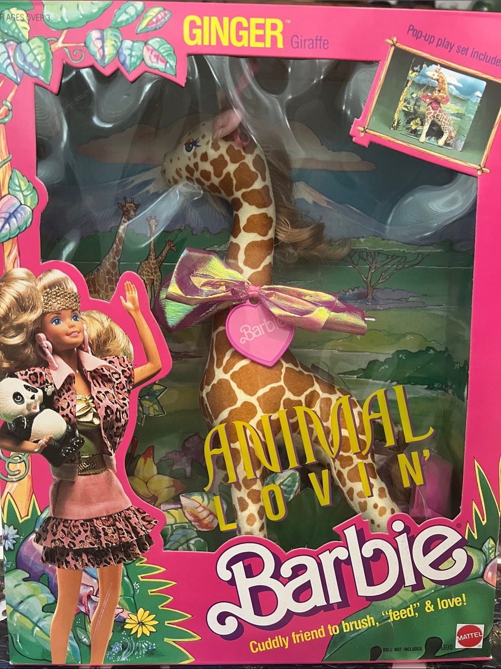 VTG 1988 Mattel Animal Lovin Barbie Ginger Giraffe Plush NIB Toys R Us